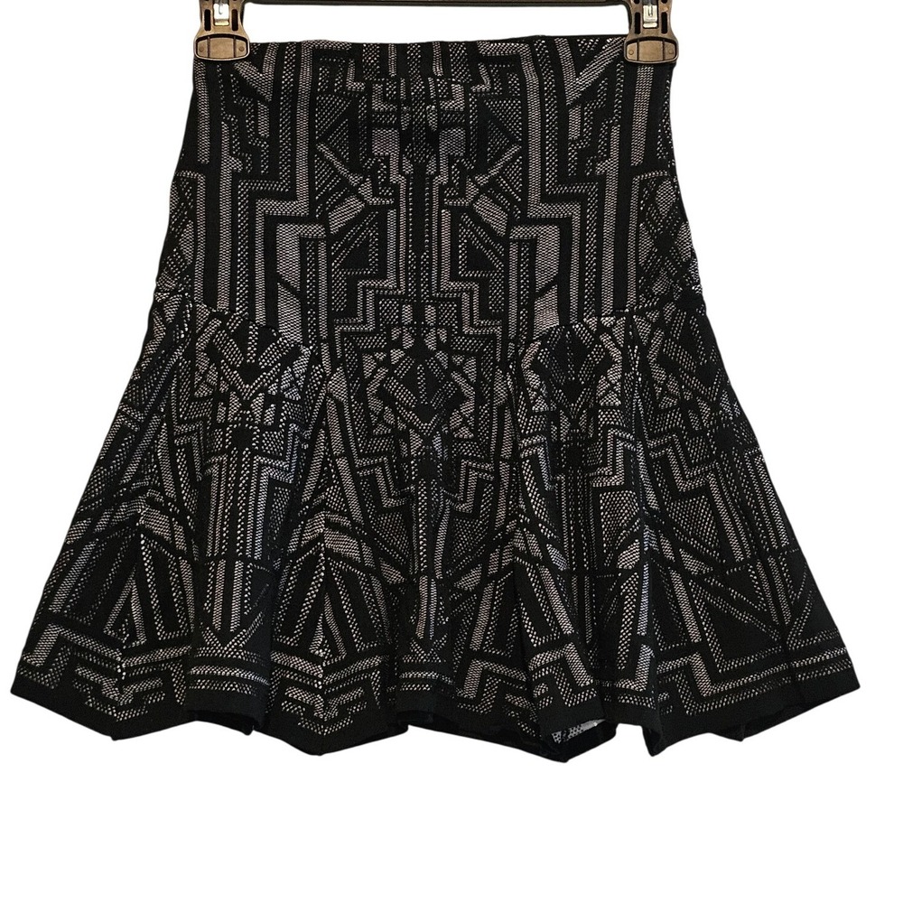 RVN Blackโ Geometric Pattern Knit Flare Mini Skirt XS